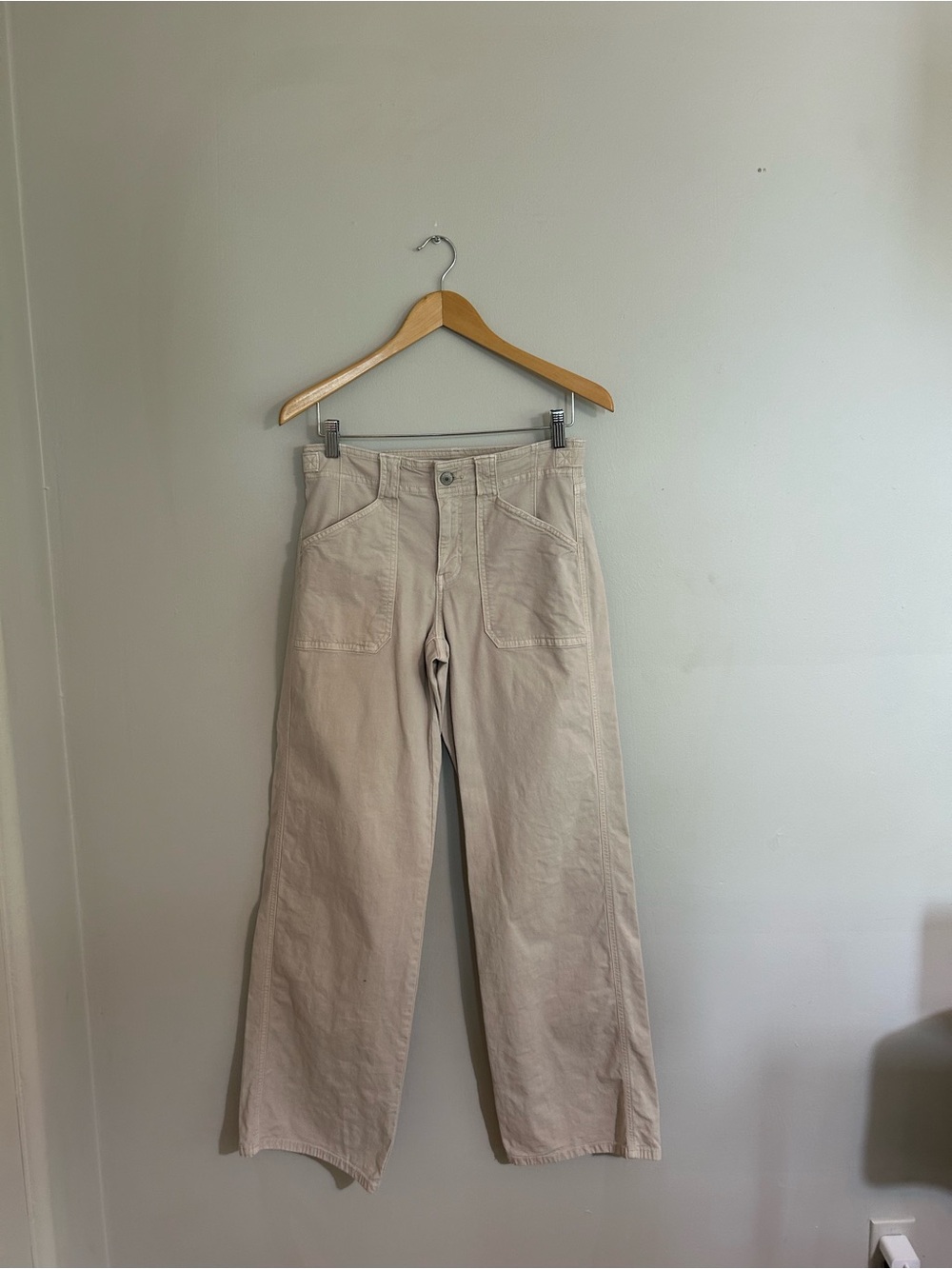 American Eagle Outfitters Beige Wide-Leg Jeans